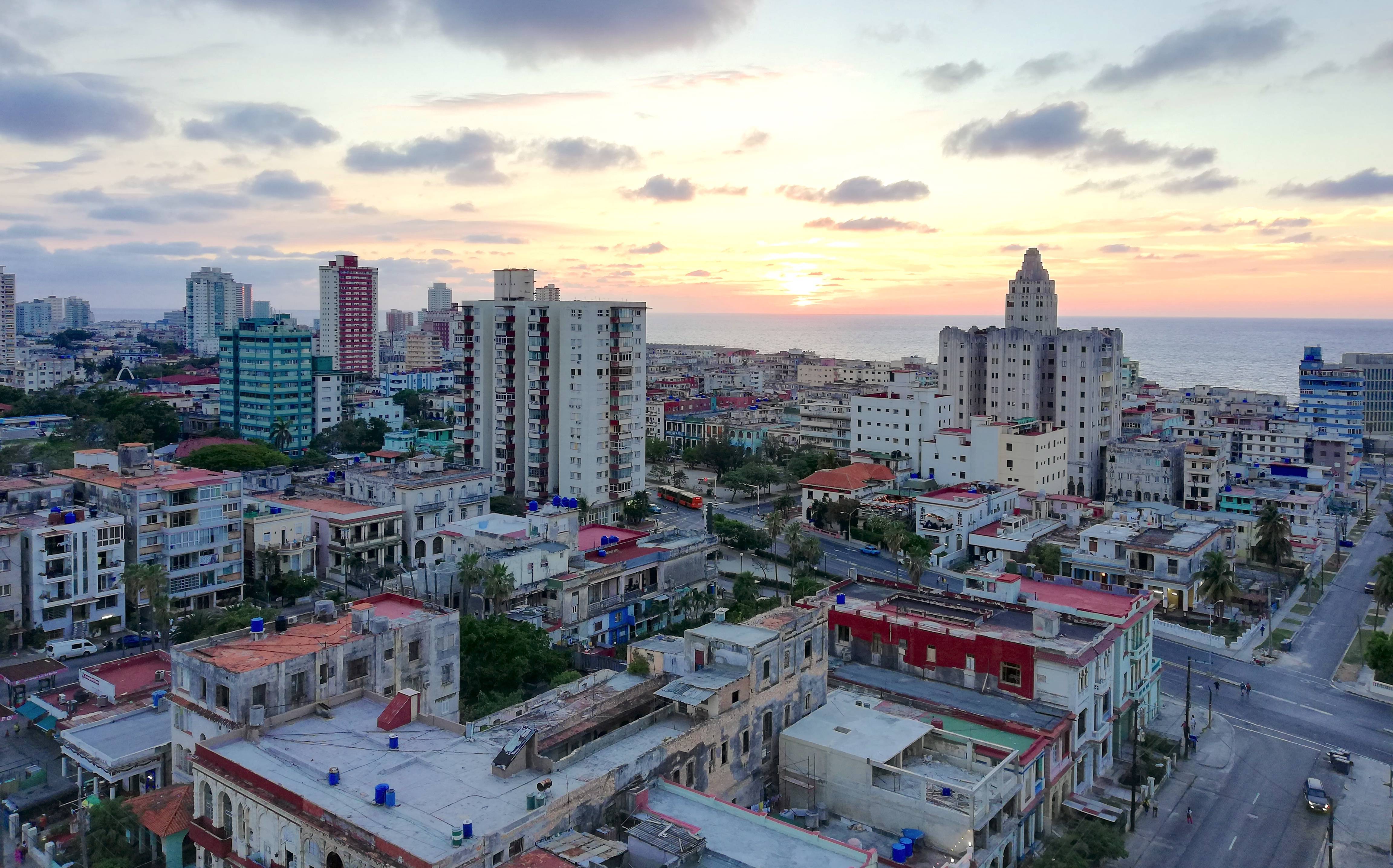 A view over the Vedado and the ocean in Havana, Cuba