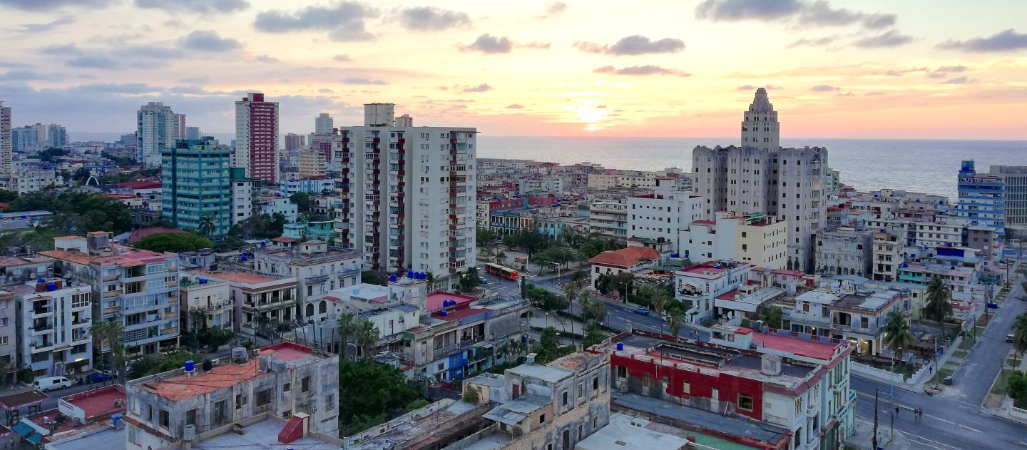 A view over the Vedado and the ocean in Havana, Cuba