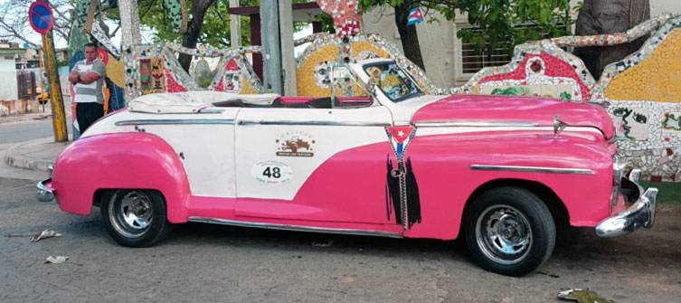 Another pink classic car in Fusterlandia, Havana Another pink classic car in Fusterlandia, Havana