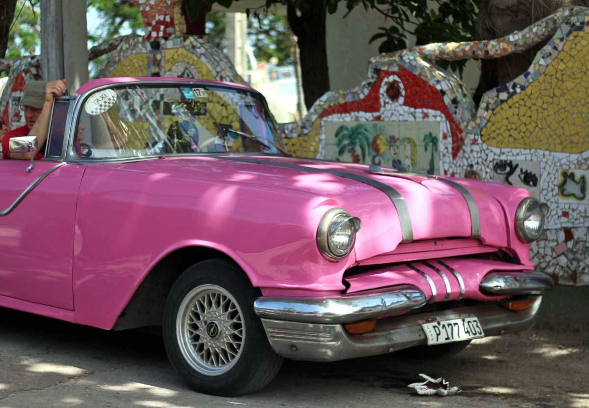 Another pink classic car in Fusterlandia, Havana Another pink classic car in Fusterlandia, Havana