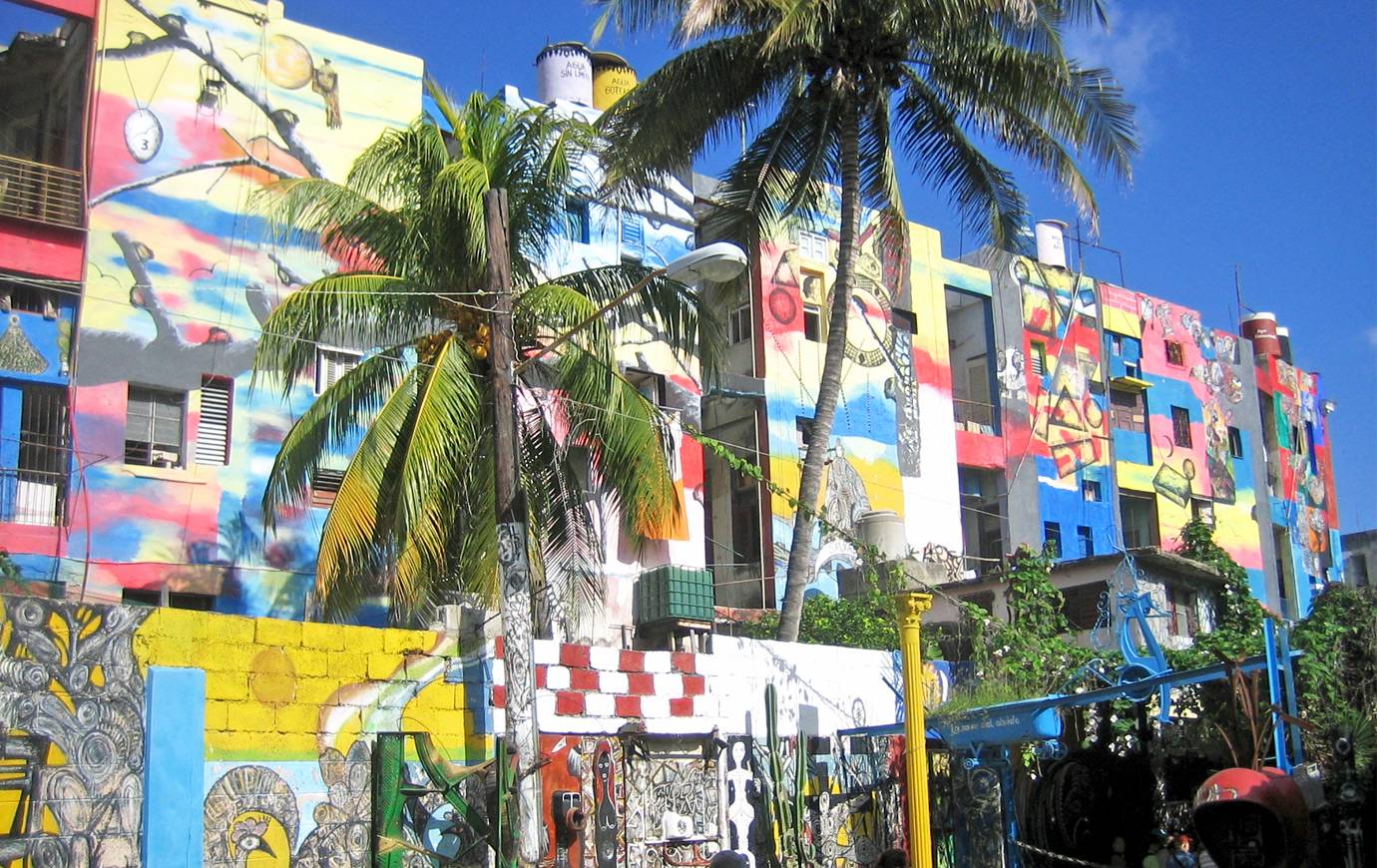 Colorful buildings in the Callejon de Hamel in Havana