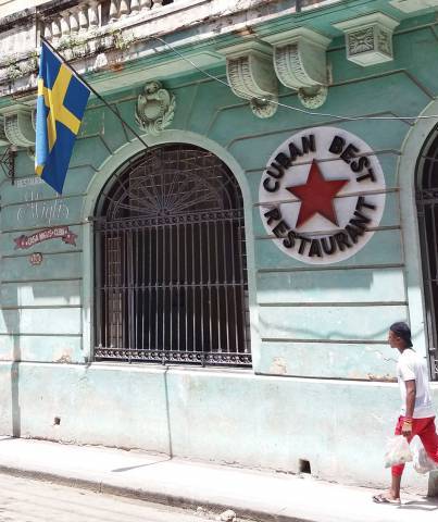 A street view of Casa Miglis - a Swedish restaurant in Havana