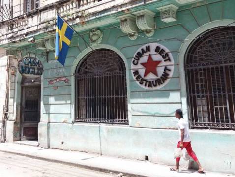 A street view of Casa Miglis - a Swedish restaurant in Havana