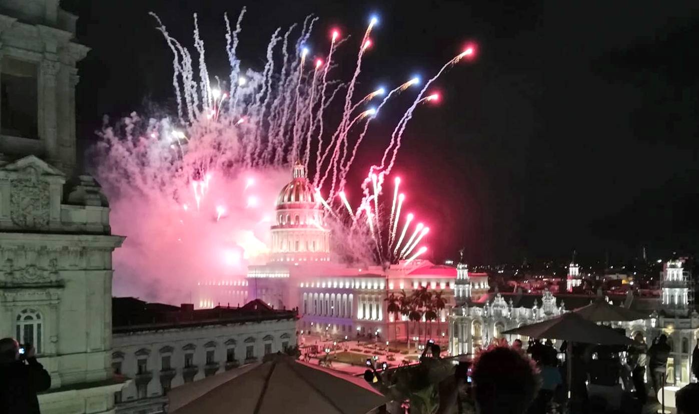 Fireworks over the Capitolio building in Havana, Cuba Fireworks over the Capitolio building in Havana, Cuba