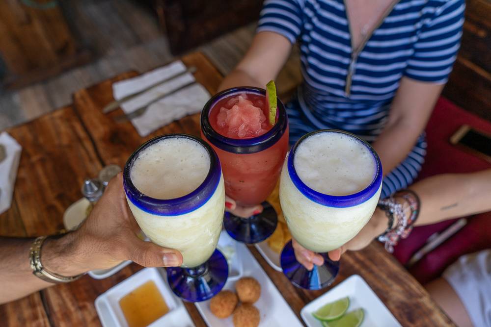 Fresh natural juice is widely available at restaurants in Cuba Fresh juices at a restaurant in Cuba