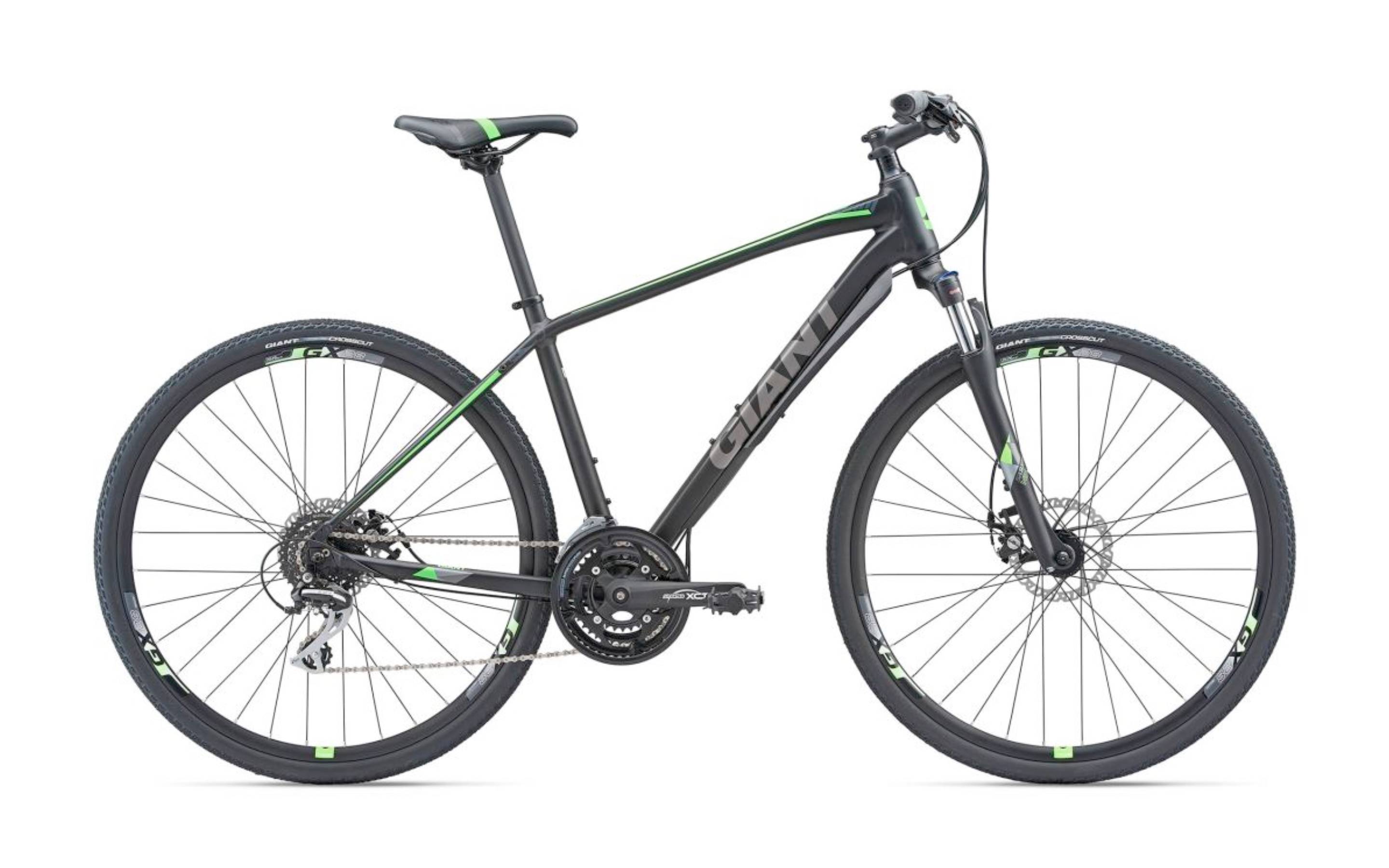 The Giant Roam 3 Disc (black frame) A plain image of the Giant Roam 3 Disc, with matt black/neon green frame