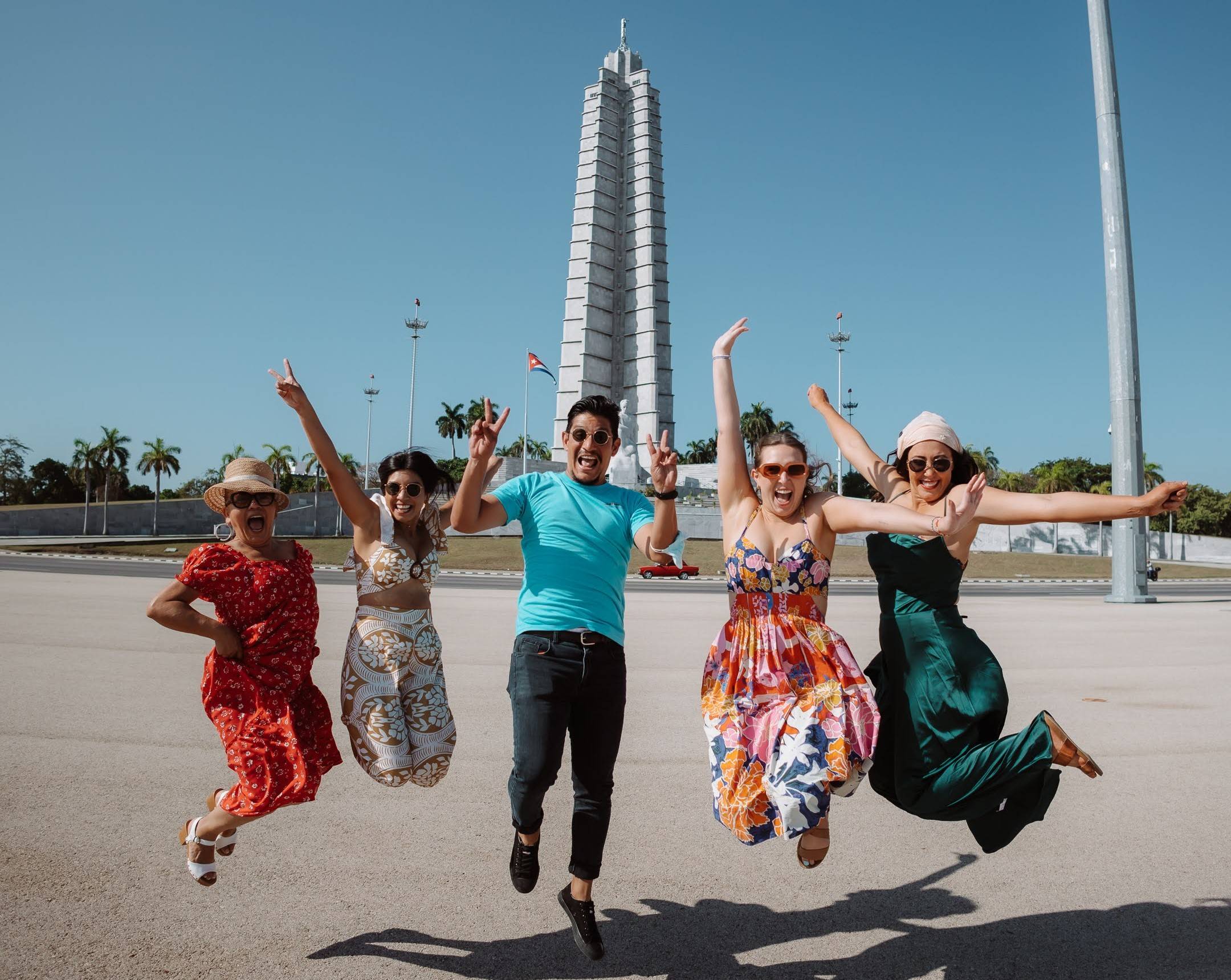 Group jumping in Plaza de la Revolucion