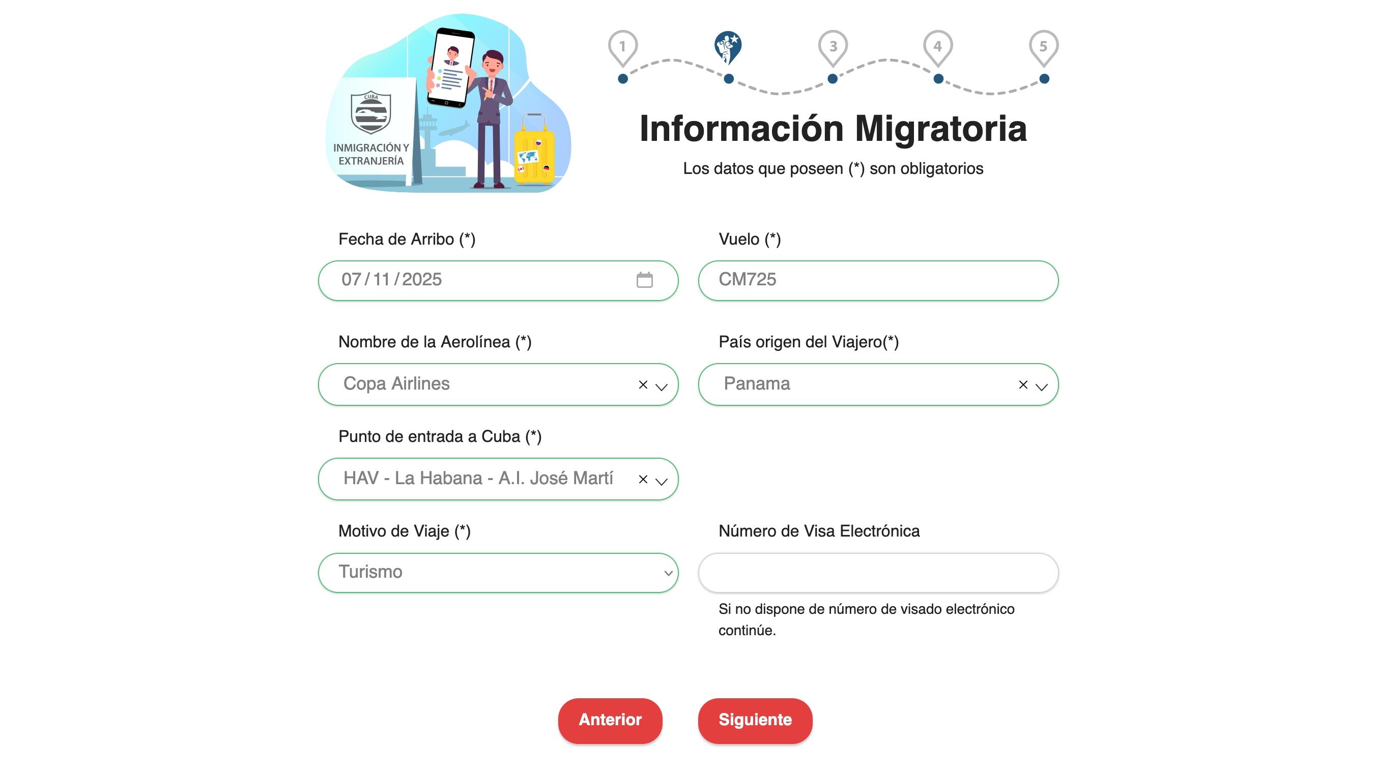 Imagem da seção de motivos de viagem do formulário D'Viajeros