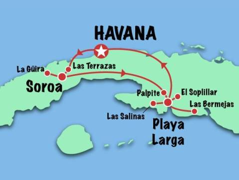 Map Birdwatching Cuba Tour