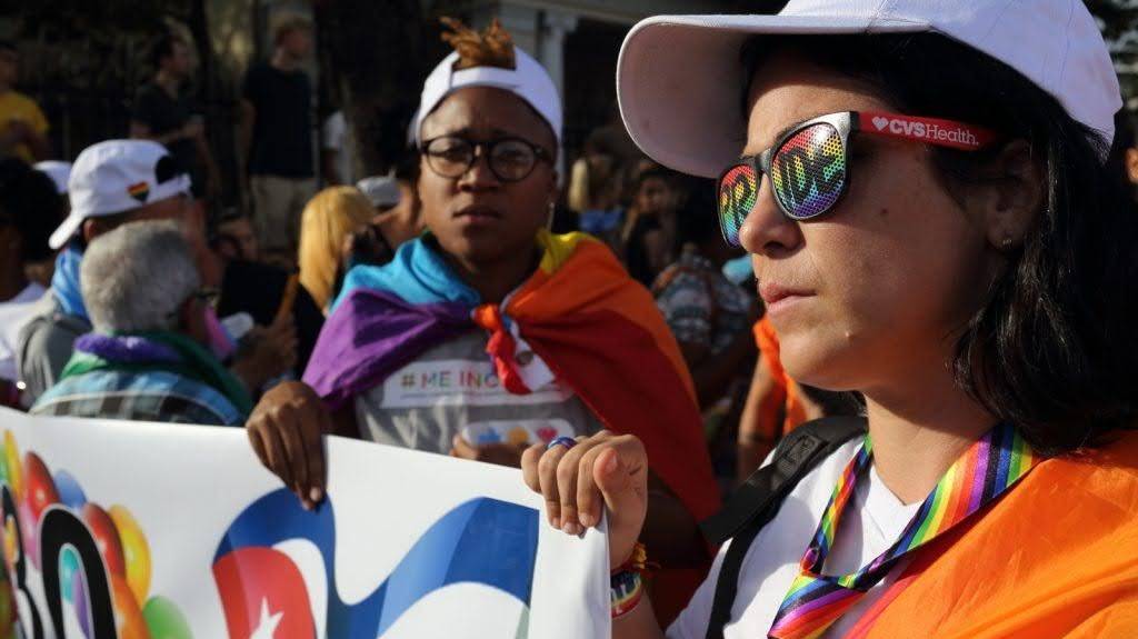 Marchers at a Havana pride parade Marchers at a Havana pride parade