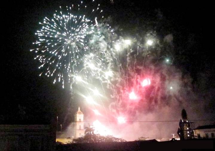 Massive fireworks displays are an essential part of the Parrandas de Remedios. Fireworks display at the Parrandas de Remedios festival, Cuba.