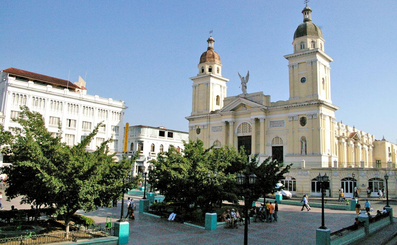 Parque Cespedes - the main square in the city of Santiago de Cuba Parque Cespedes - the main square in the city of Santiago de Cuba