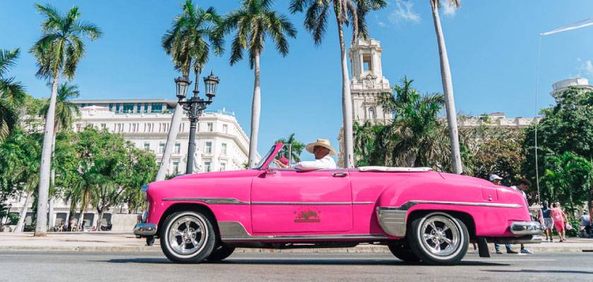 Pink car in Prado Pink car in Prado