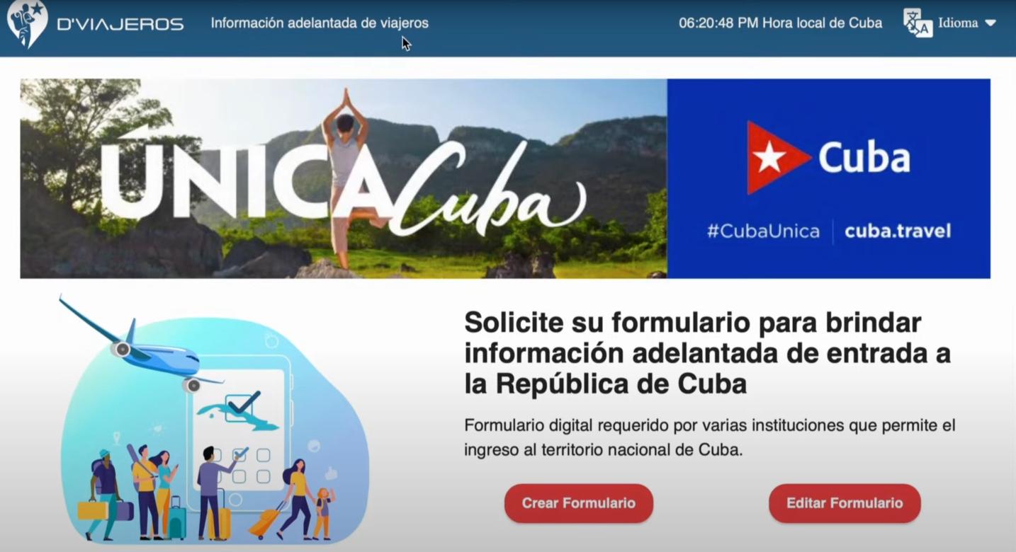 Site do formulario D'Viajeros de Cuba