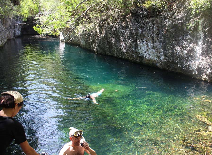 Swimming in a cenote in the Bay of Pigs, Cuba Swimming in a cenote in the Bay of Pigs, Cuba