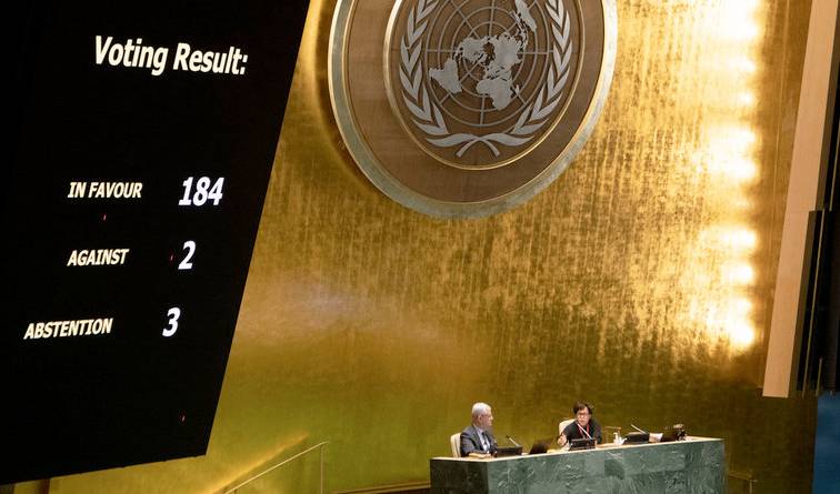 The result of the most recent vote on the UN resolution calling to end the US embargo on Cuba. Photo: Eskinder Debebe the most recent voting result of the resolution at the UN assembly Calling to end the US embargo on Cuba