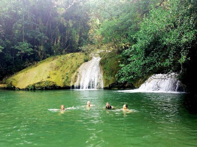 The reward for hiking in Topes is cooling off in the pools swimmers enjoy waterfalls and a natural pool