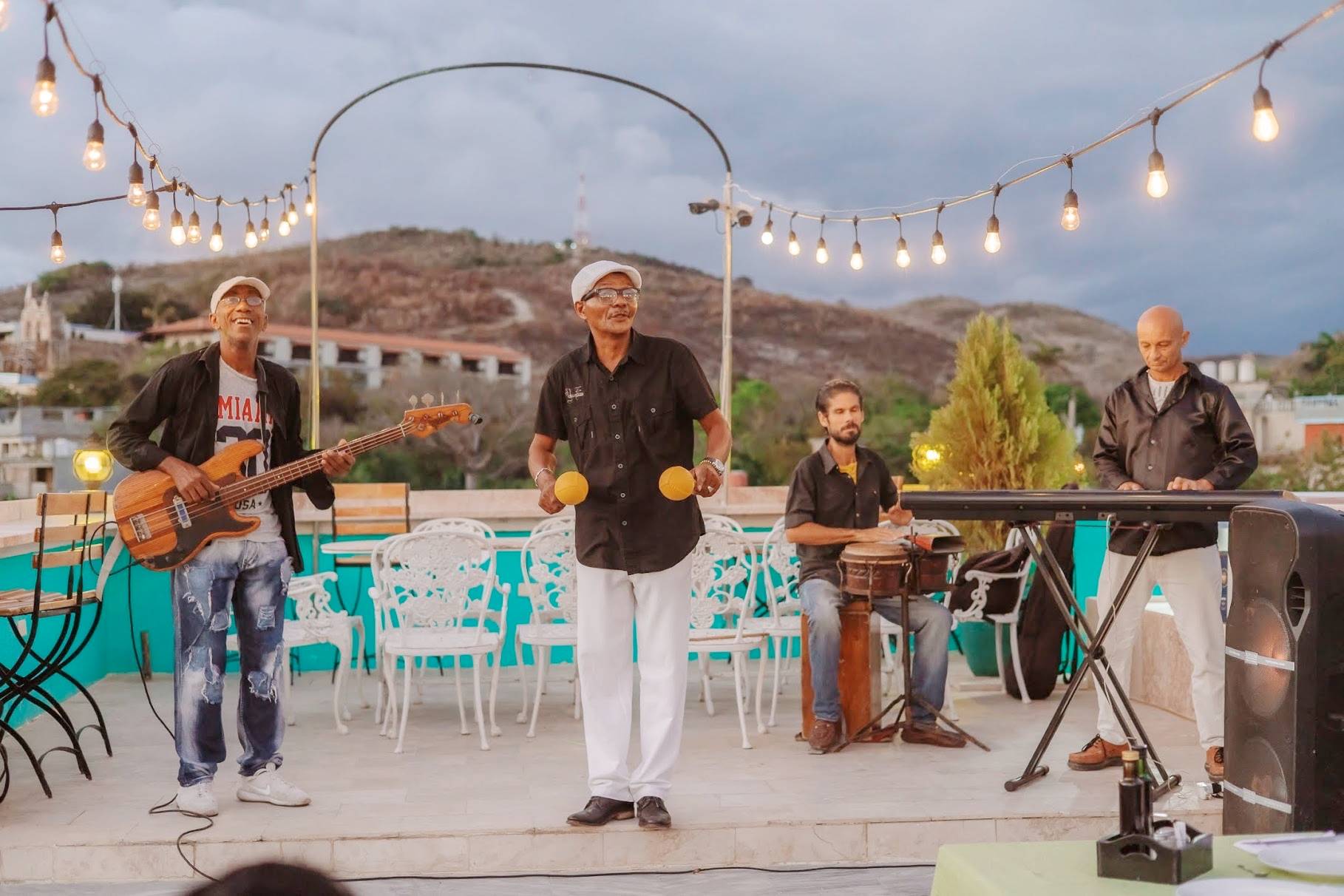 A salsa band playing on a roof top in Trinidad, Cuba A salsa band playing on a roof top in Trinidad, Cuba