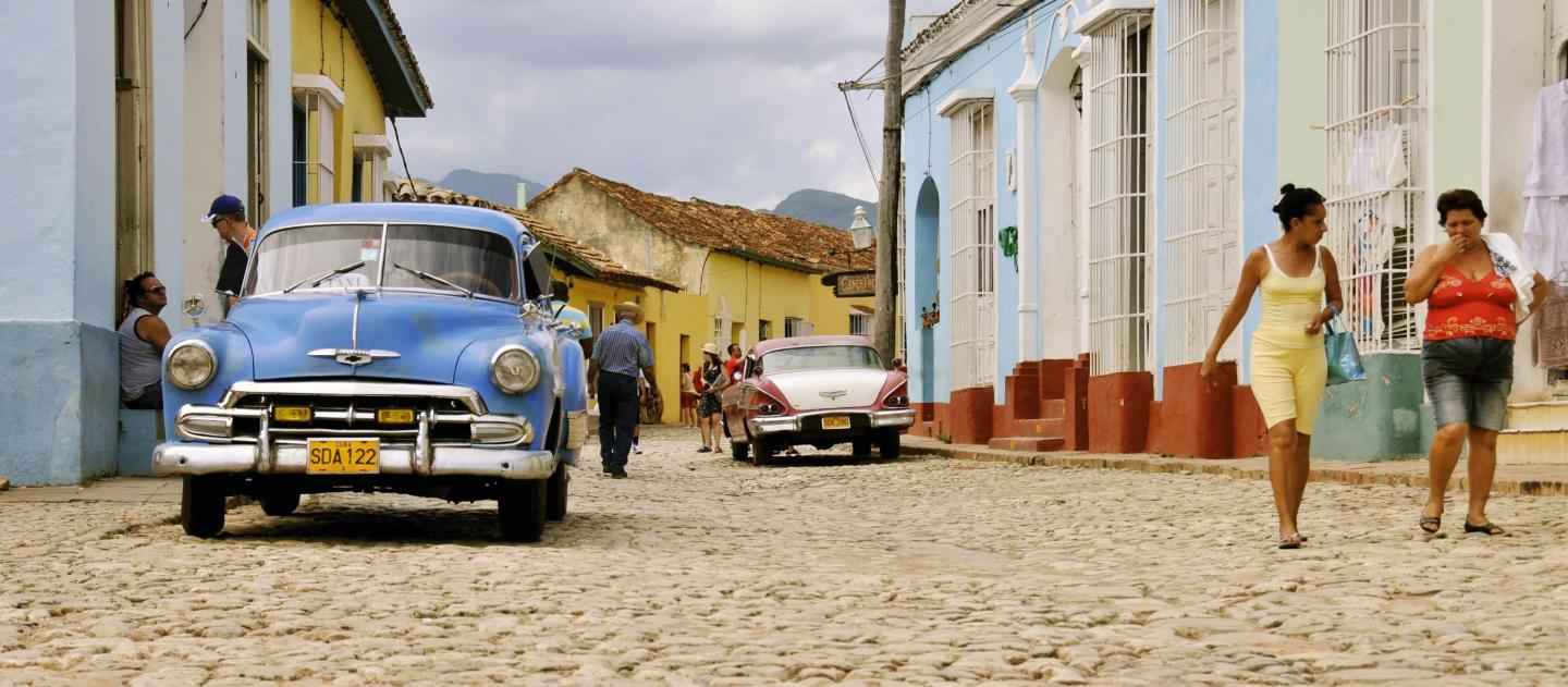 A cobblestone street in Trinidad, Cuba