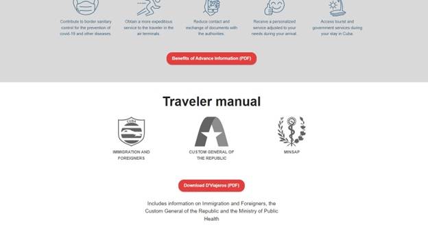 Traveler manual section of D’Viajeros site