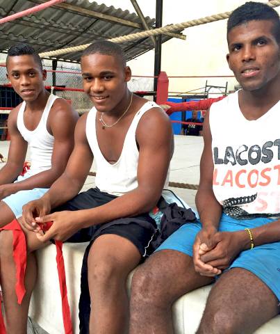 3 young Cuban boxers at the Rafael Trejo boxing gym in Havana