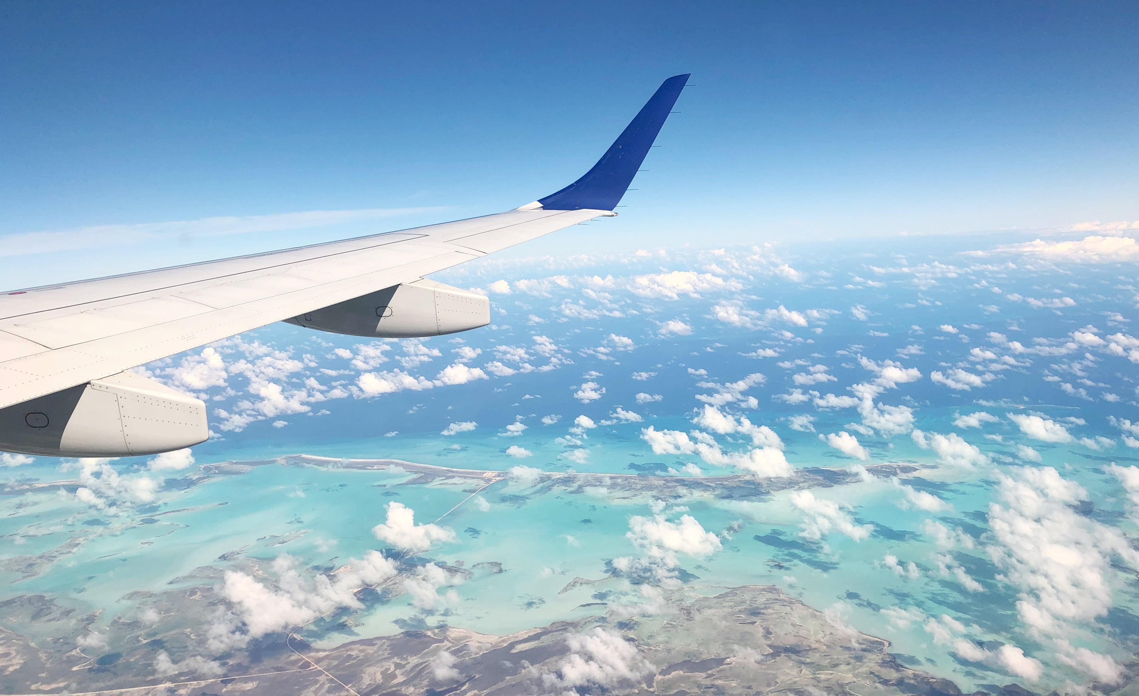A vista desde um voo sobre o caribe
