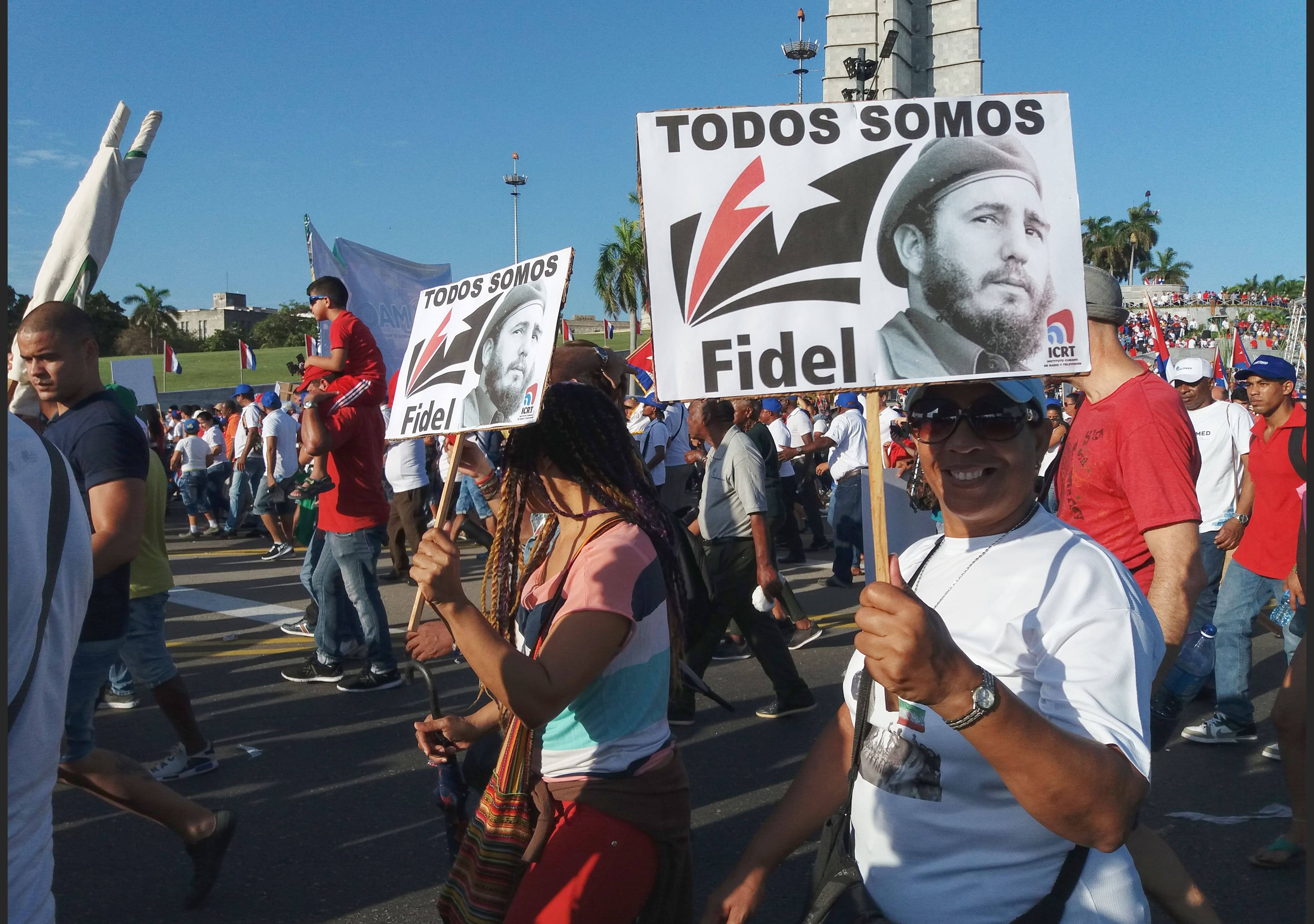 ‘We are all Fidel’ Signs reading ‘We are all Fidel’ at the May Day Parade in Havana.