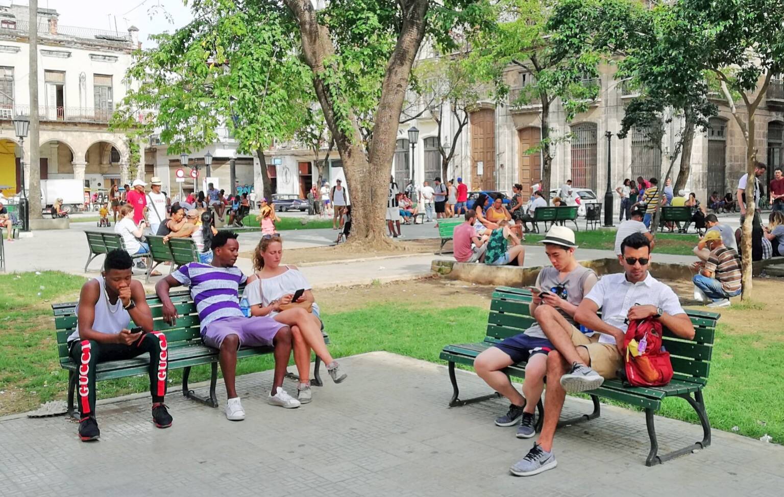 A wifi point in Havana A wifi point in a plaza in Old Havana